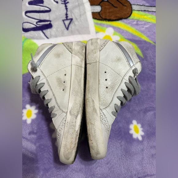 Golden Goose Red and Gray Distressed High-Top Sneakers - Picture 8 of 8